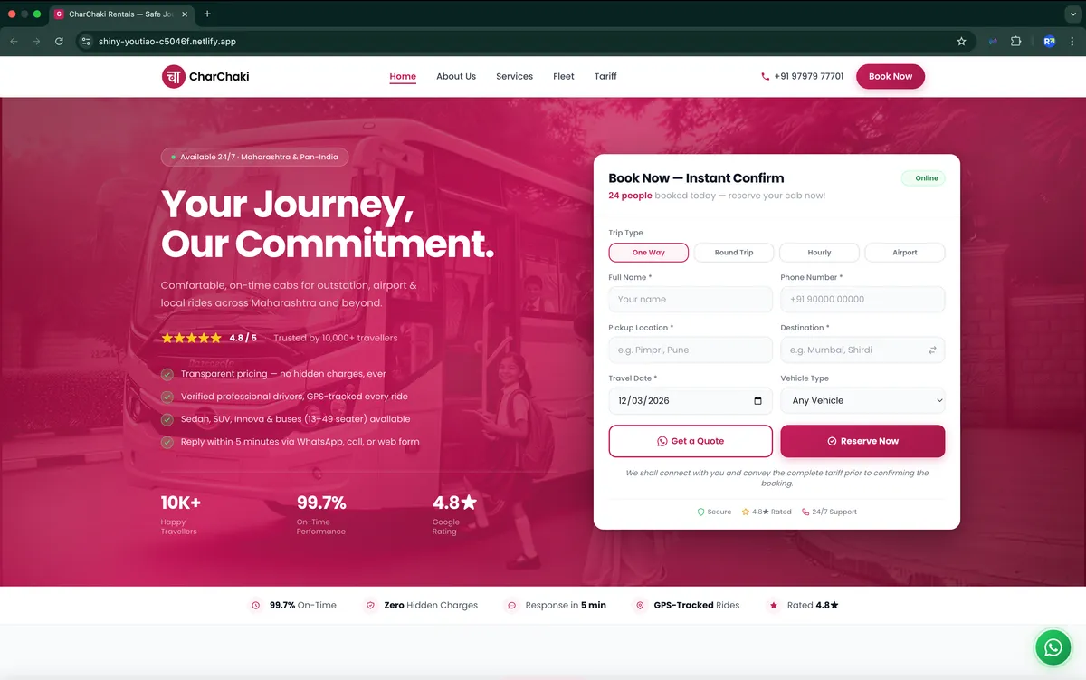 CharChaki Rentals website screenshot