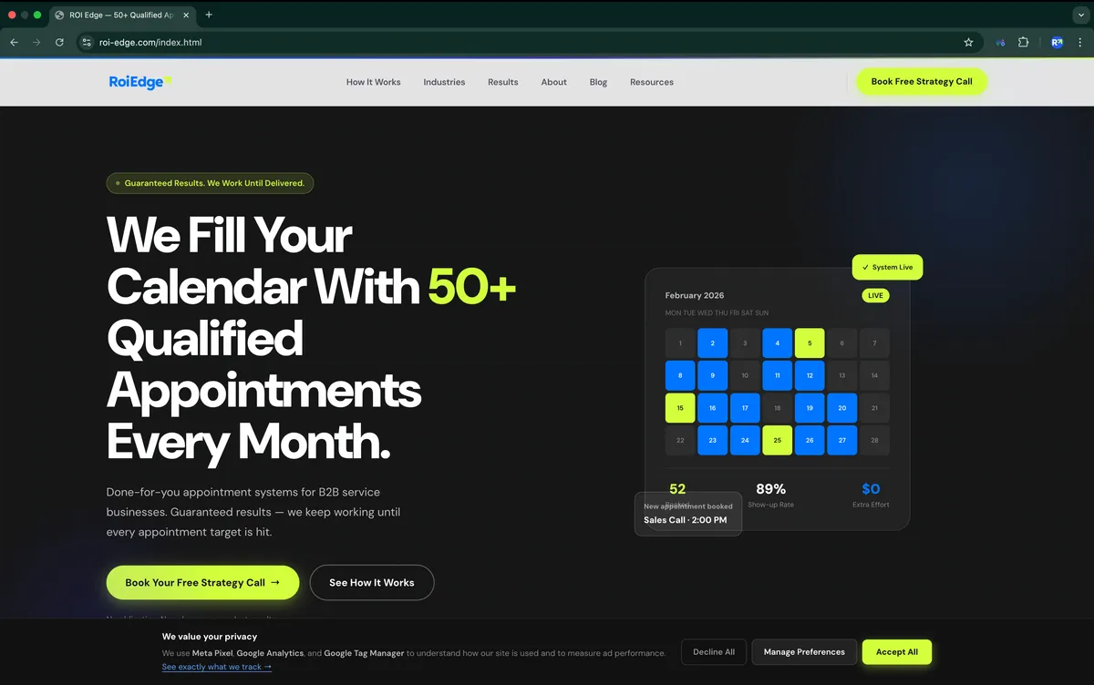 ROI Edge website screenshot